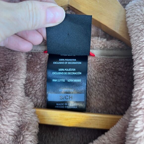 Gerry Brown Fuzzy Hooded Full Zip Sweater Jacket Zip Pockets Size Small - Picture 12 of 13